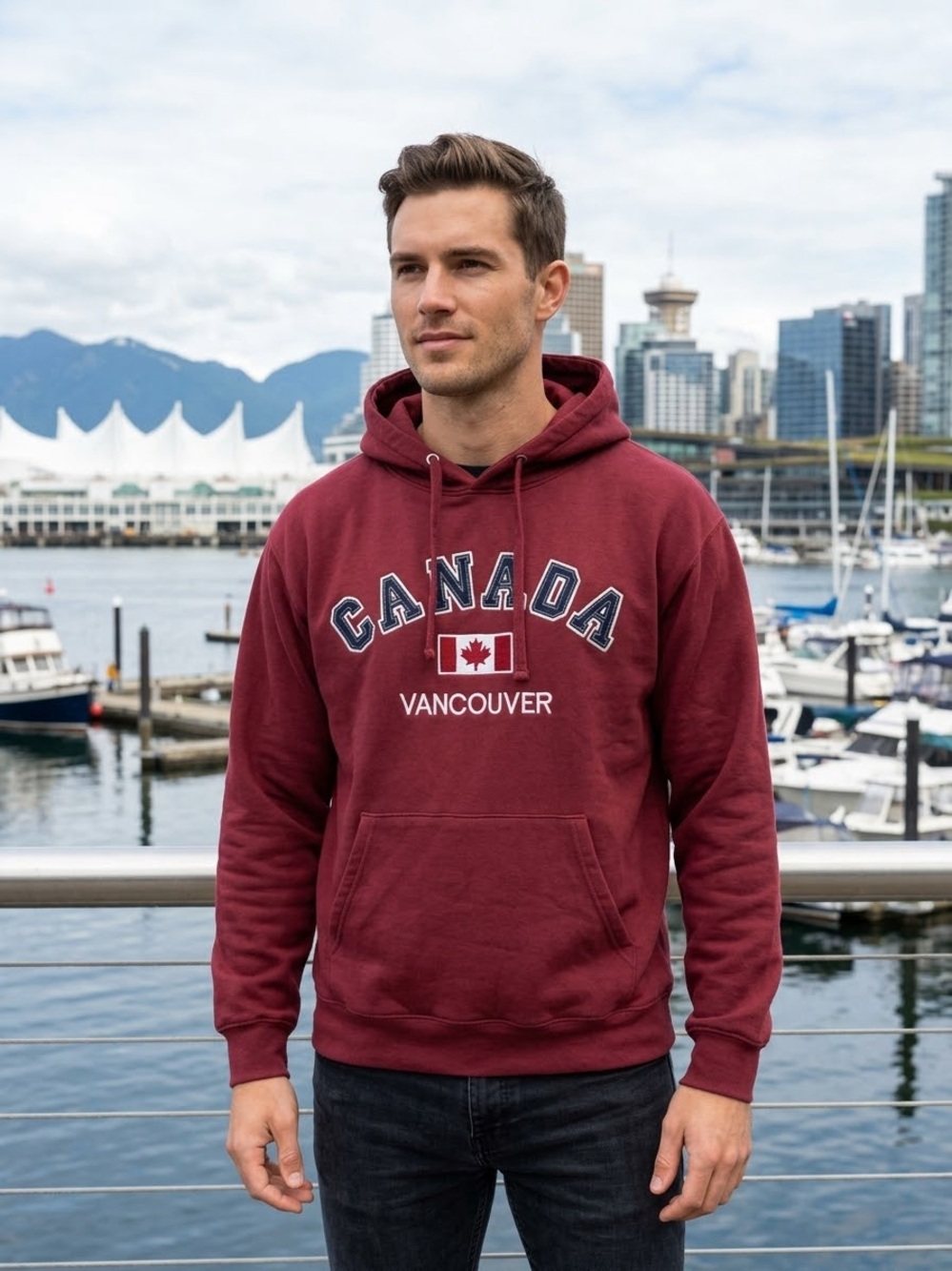 Canada Vancouver Red Hooded Sweatshirt